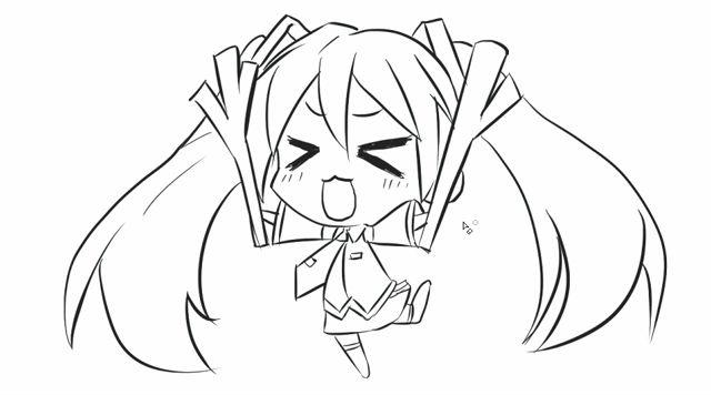 [小林简笔画]可爱的甩葱小初音卡通简笔画绘画过程