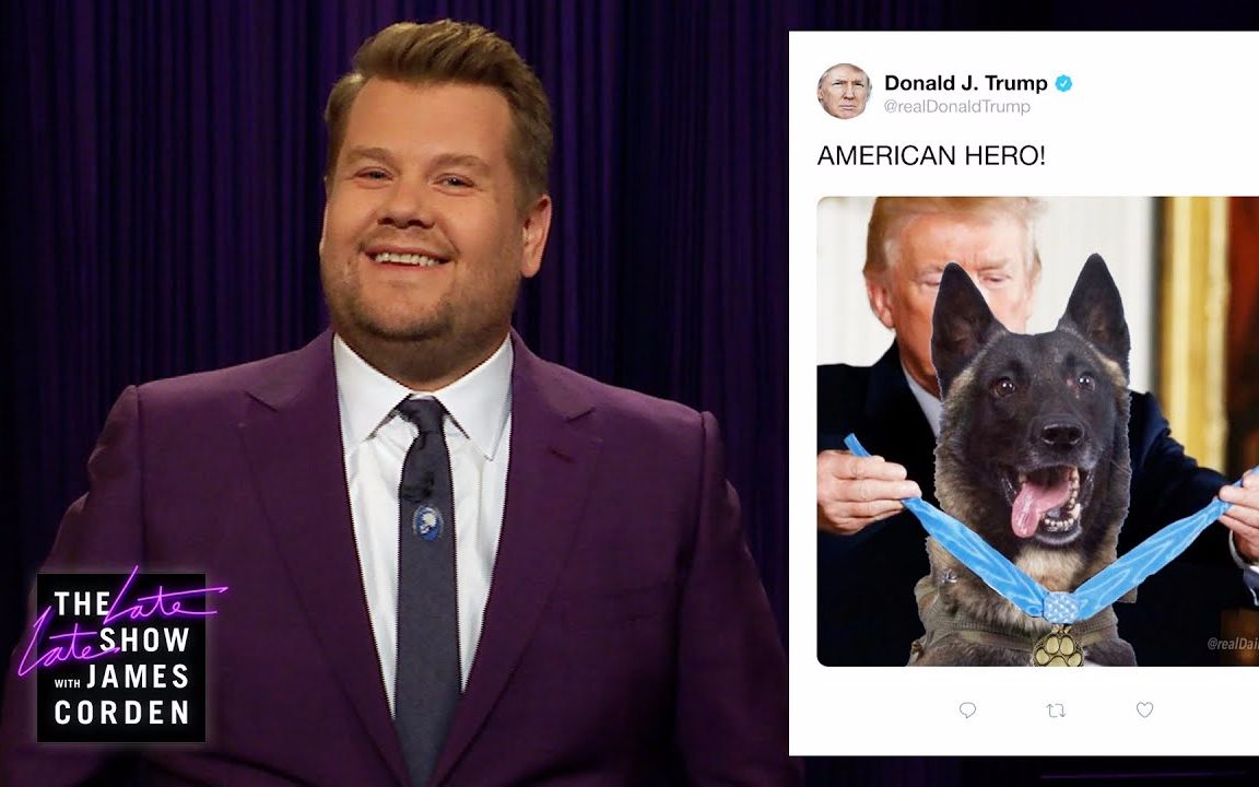 [图]英语听力^The Late Late Show^ Trump Jumps Head First Into Dog Twitter