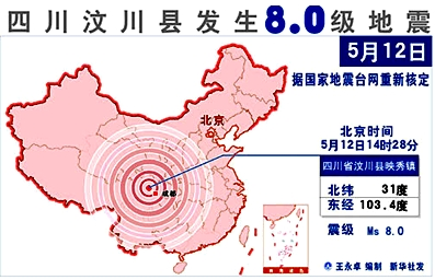 (1)這次地震波及面廣,北京,上海等地均有震感.