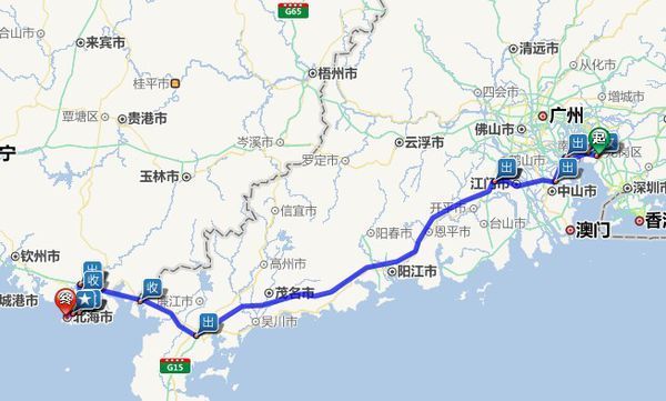 从东莞长安汽车站到广西北海和北流,哪个远。