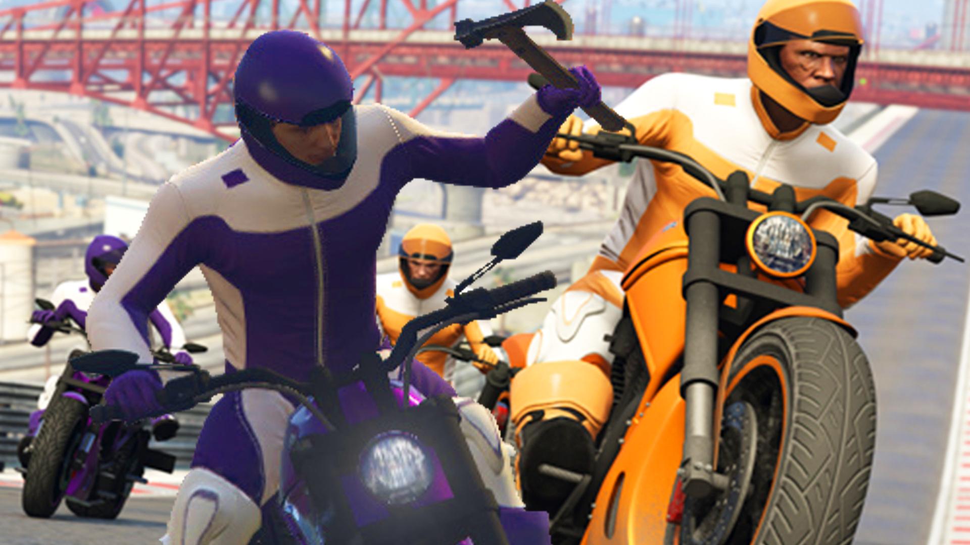 【屌德斯解说】 gta5 新模式暴力摩托再现江湖拿各种武器互砍