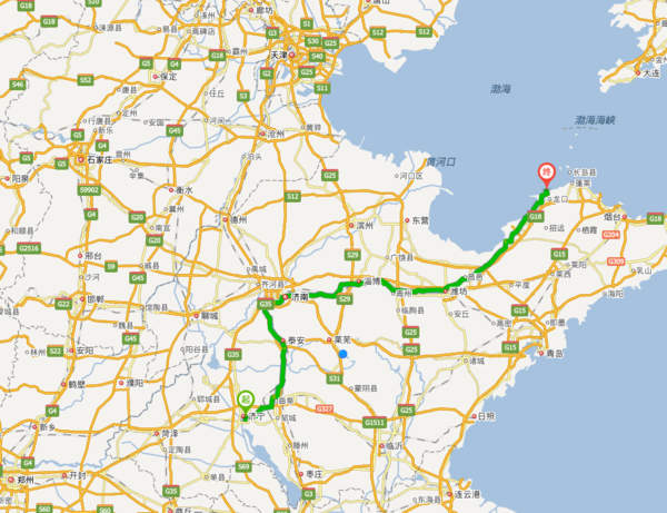 9公里,朝烟台方向,右转进入烟汕线 3) 沿烟汕线行驶12.