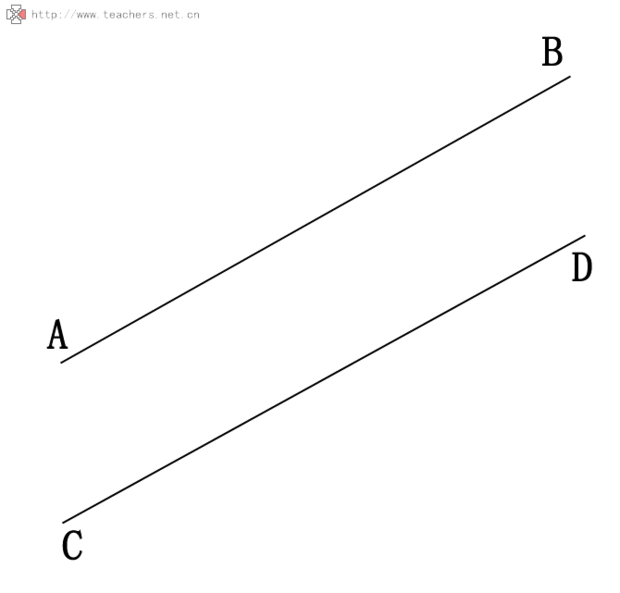平行线 几何中,在同一平面内,永不相交(也永不重合)的两条直线(line)