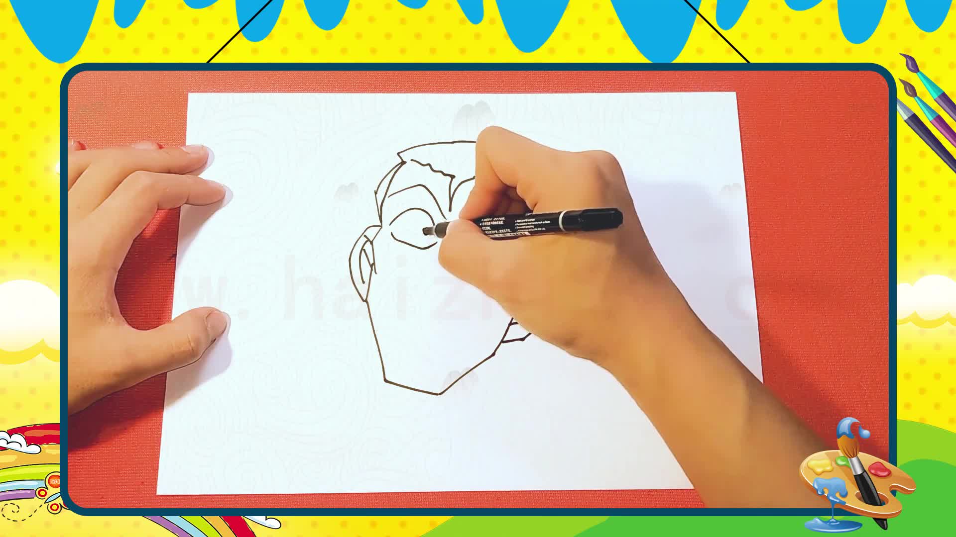 075手绘卡通简笔画之画搞笑的毛利小五郎