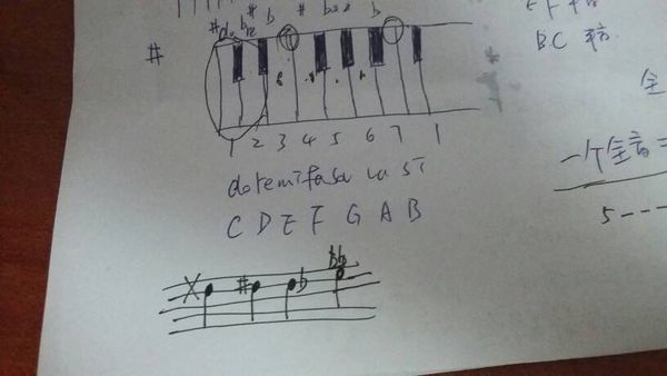01 钢琴谱上升`降多黑键,象c和d两键中间有个黑键,它可叫升c也可叫降d