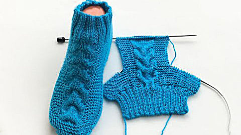 简单袜套编织一片式图片