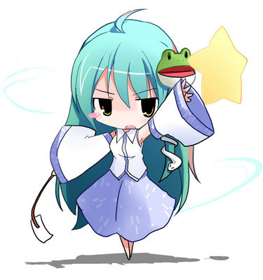 东方里面一个绿色头发,发卡一个青蛙的是谁