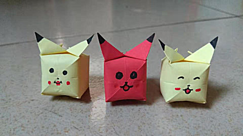 儿童手工折纸:立体皮卡丘怎么折?仅需一张纸,一支笔就能折!