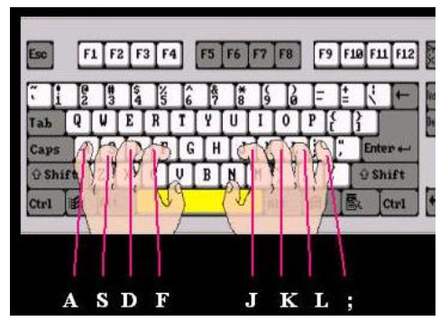 键盘键位图手指图片