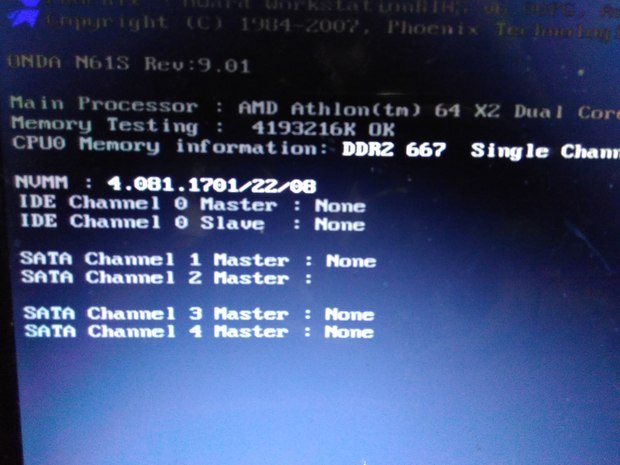 昂达N61S装1TB新硬盘开机检测不到