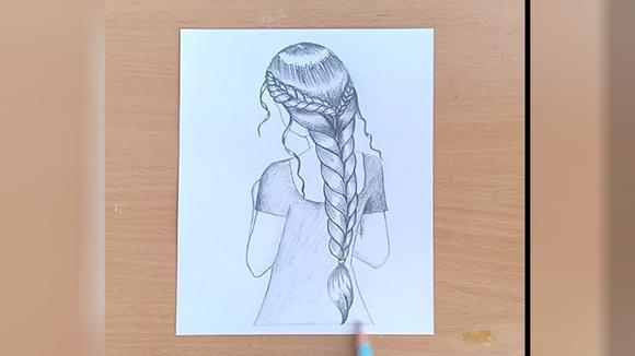 【手绘】教你如何画梳着马尾辫女孩的背影