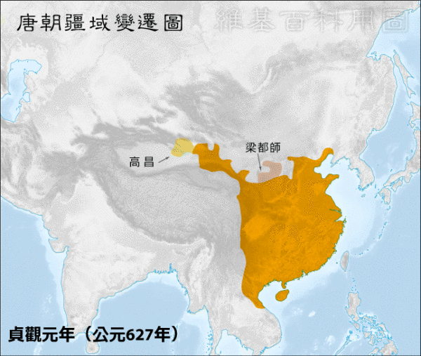 大唐帝国最大时期版图图片