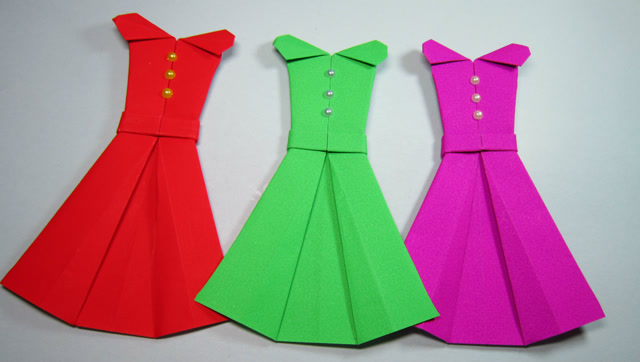 折纸大全简单又漂亮连衣裙,一张纸几个步骤学会裙子的折法