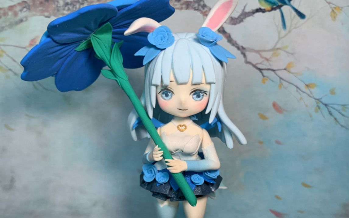 【沐沐】公孙离花间舞q版超轻粘土视频过程