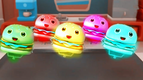 美味的七彩汉堡来报道 宝宝巴士美食街游戏