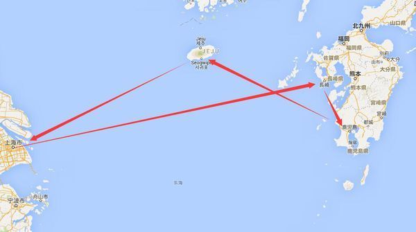 从上海到日本长崎,鹿儿岛,韩国济州岛公海区域 有哪些,有多大!