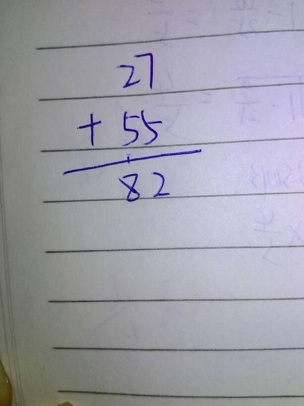 竖式计算二年级有答案27 55=