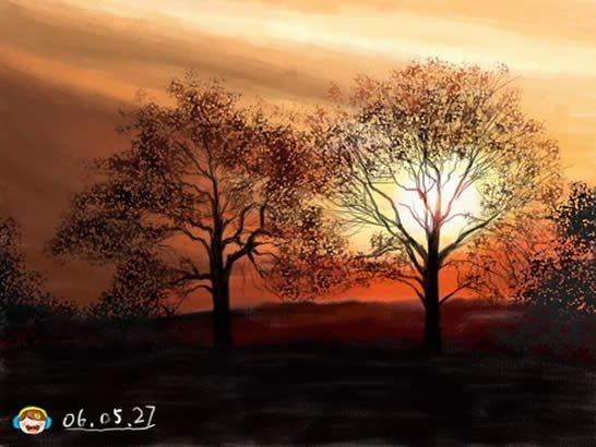 photoshop利用笔刷手绘晚霞黄昏美景