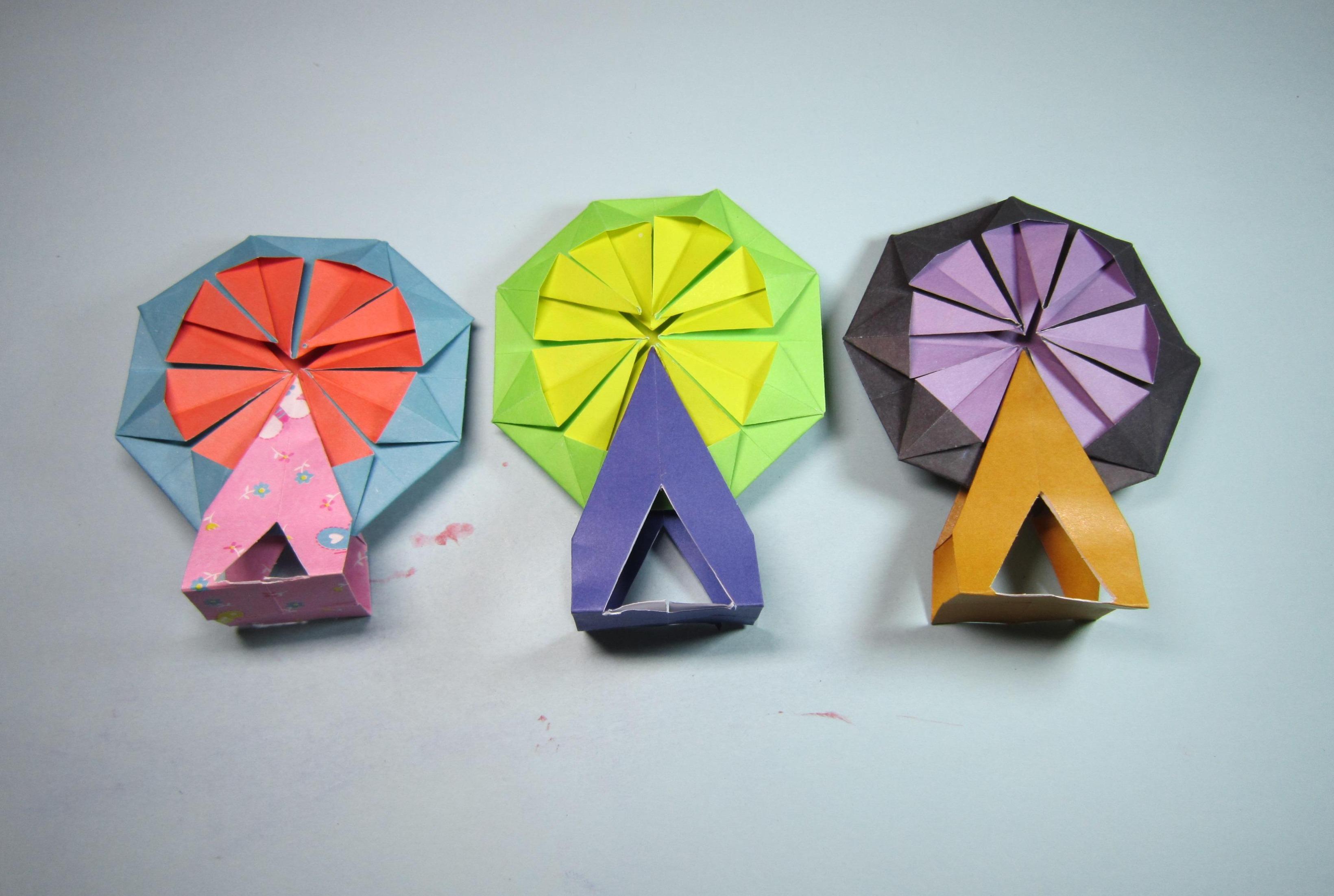 视频:儿童 手工折纸, 简单又 好看的纸摩天轮的折法