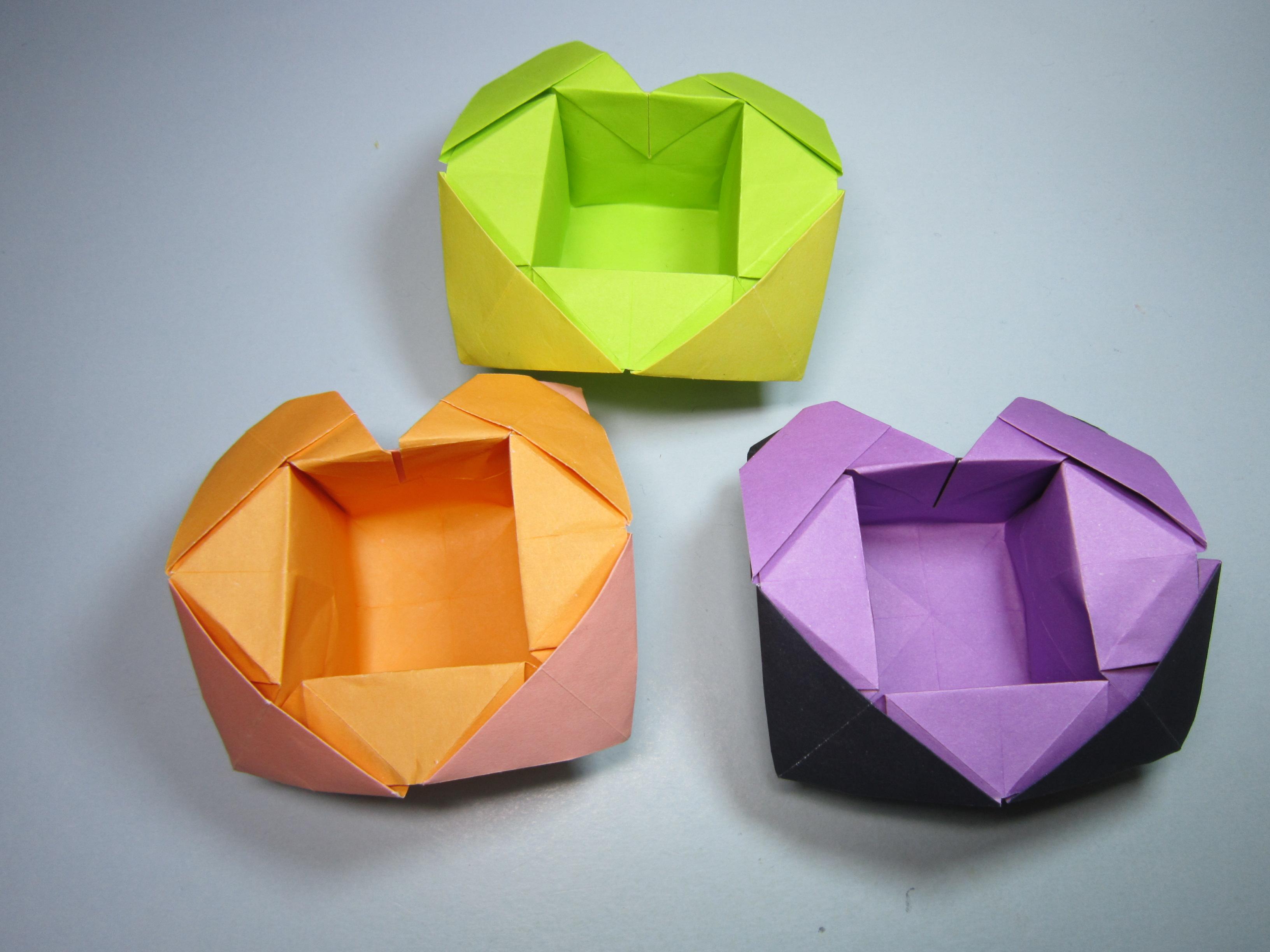 儿童手工折纸心形盒子,简单的爱心 b