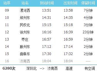 广州南站到曲阜的高铁路线图
