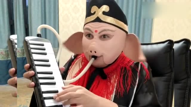 八戒口风琴演奏流行歌曲dj版《闯码头》,音乐好听,动作也很搞笑!