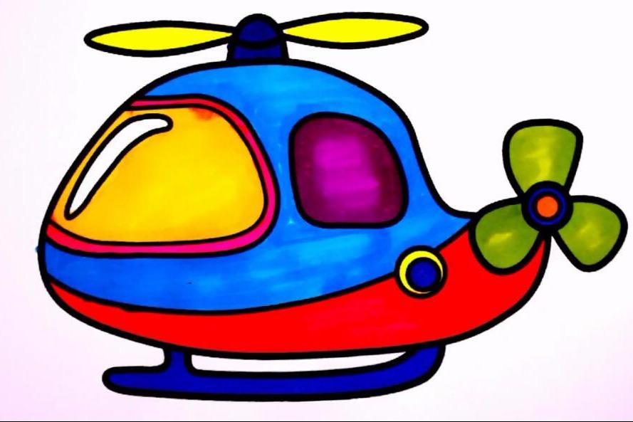 儿童早教绘画视频教程,教孩子们如何绘制一辆直升飞机