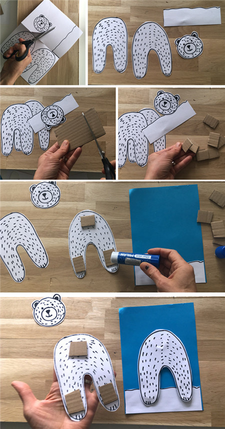 半立体北极熊贴画制作方法