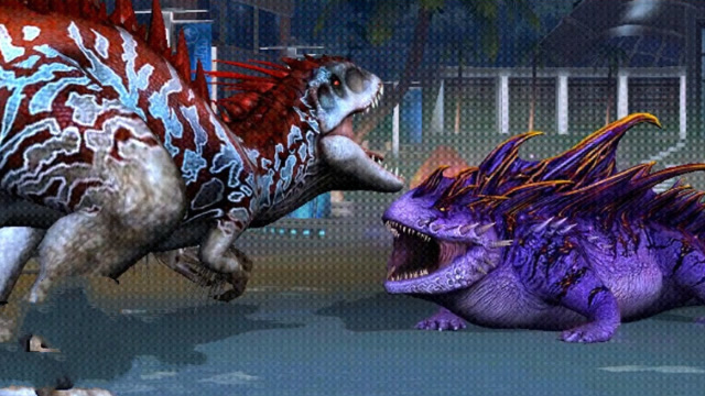 侏罗纪世界游戏 迅猛鳄龙对胜王龙螈的压制 恐龙公园
