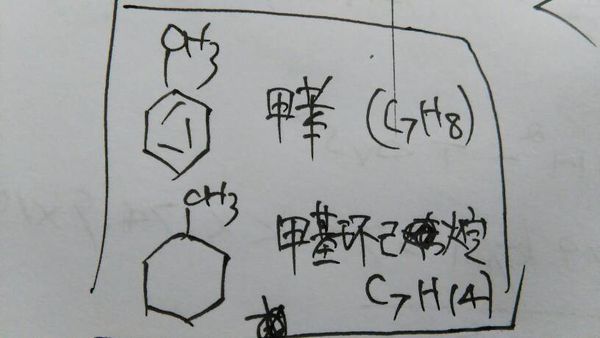 甲基苯和甲基環己烷反應的化學方程式怎麼寫.