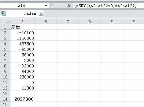 Excel求和如何去掉负数一起相加