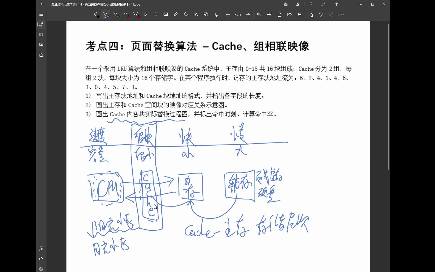 [图]【自考】计算机系统结构 02325 大题精讲 1.4、Cache-组相联映像