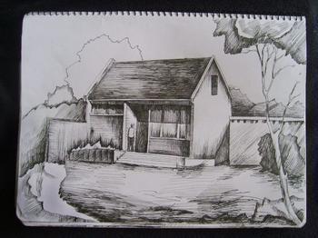 素描的小木屋怎么画?