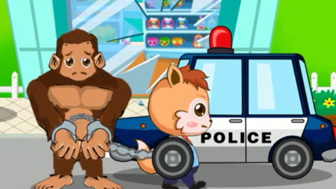 【木头】奇奇 警察抓坏蛋了, 当警察开警车抓小偷游戏