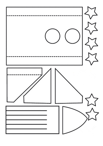 彩纸半立体火箭贴画制作方法