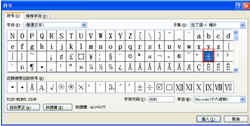 符号,如图所示;在word中上面一个减号下面一个加号的减加号的输入方法