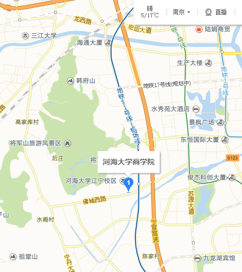 河海大学商学院本部位于南京市江宁区佛城西路8河海大学江宁校区内.