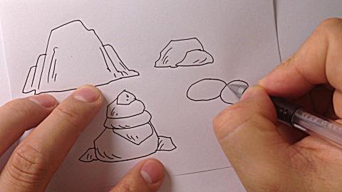 金龙手绘简笔画-石头的画法1