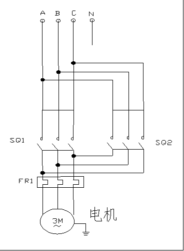 我想要用傳感器控制繼電器,在由繼電器控制電機正反轉的電路圖