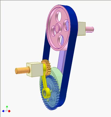 机构动画——皮带 齿轮传动