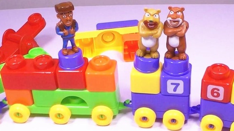 熊出没乐高玩具积木组装小火车 光头强熊大熊二