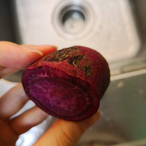 切开紫薯坏掉的照片图片
