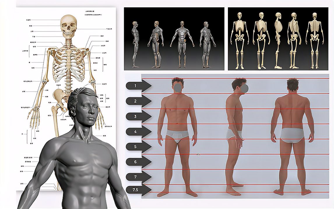 男性人体结构 解剖 人体比例讲解