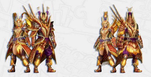 星龙套装 国服首创的怪物星龙,它的防具外形十分华丽拉风,整体装束给