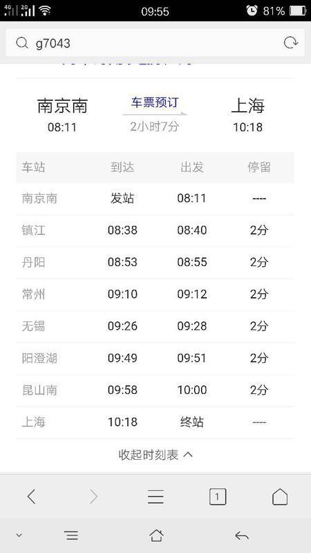 G7043次列车时刻表