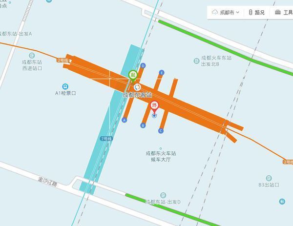 从成都地铁2号线成都东客站下车怎么走到成都东火车站