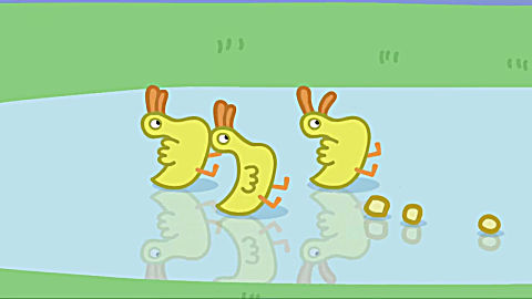 儿童简笔画:鸭太太们在冰面上失去了平衡,她们正在向前滑行