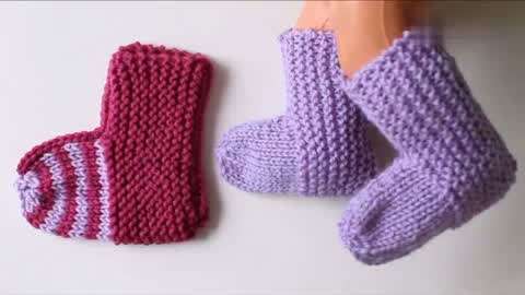 编织儿童毛线小袜子,毛线袜子的织法视频,暖和又实用