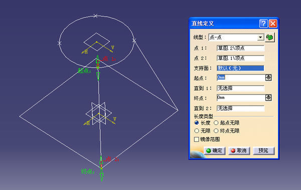 3,创建出四条混合时用的直线