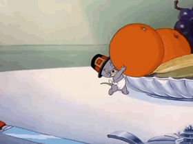 《猫和老鼠》中杰瑞侄子一口吃橘子后变成球的图片有吗?